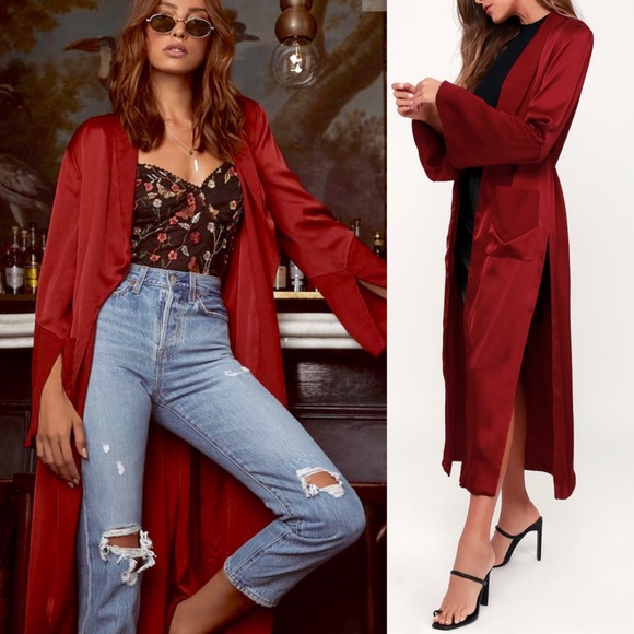 Lulus Dresses & Skirts - 🆕 Bora Bora Wine Red Satin Duster